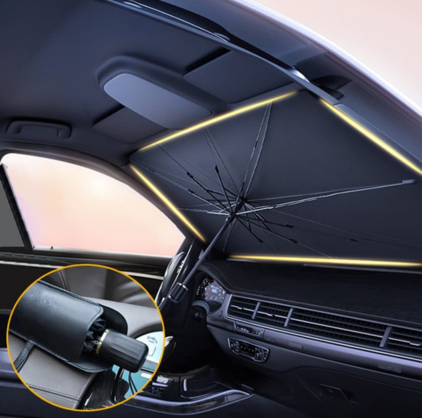 Car sunshade retractable sunscreen heat insulation front windshield parasol Umbrella