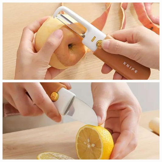 Stainless Steel 2 In 1 Fruit Cutting Knife With Peeler For Peeling And Cutting